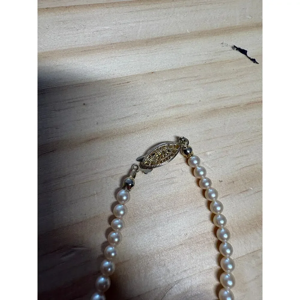 Marvella Faux Pearl Necklace Gold Tone Clasp 14